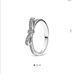 Pandora Sparkling Bow Ring size 7 Sterling Silver